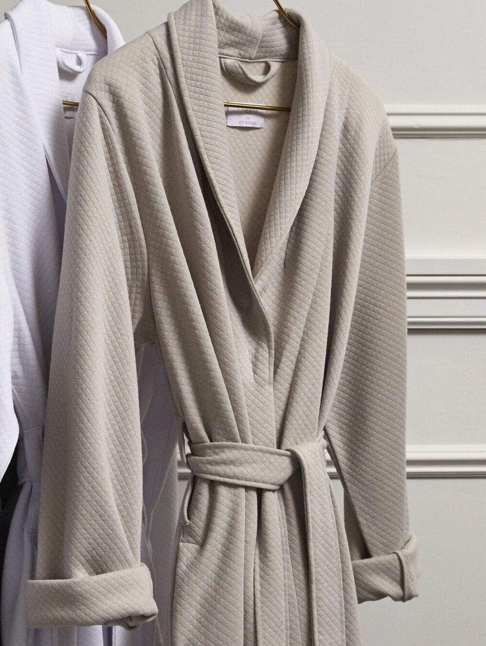 Frette Men's Quilted Bathrobe in Oatmeal XL EUC